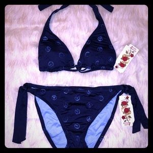 NWT lucky brand navy peace sign 2 pc bikini